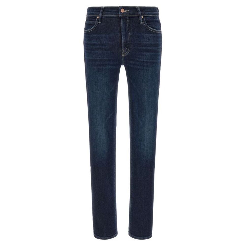 Mother Denim Blue Cotton Straight-Leg Women's Jeans